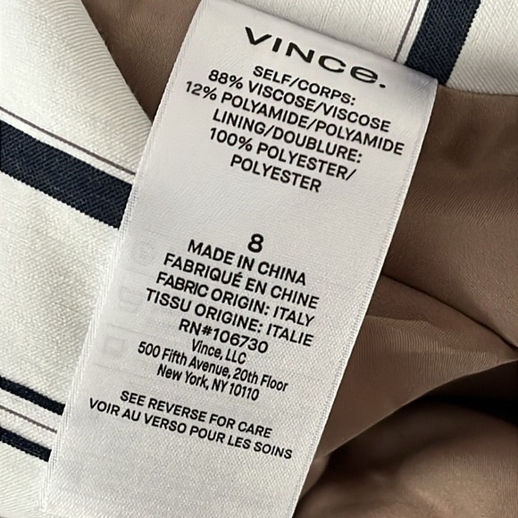 Vince Donny White Blue Stripe Wide Leg Belted Pants - Picture 7 of 11